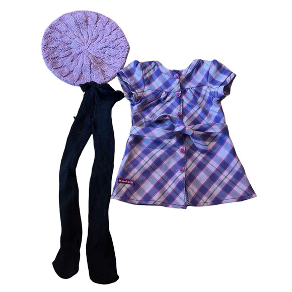 American Girl Other - AMERICAN GIRL DOLL PRETTY & PLAID DRESS OUTFIT, HAT & TIGHTS Pleasant Co.